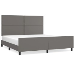 Cadre de lit sans matelas gris 160x200 cm similicuir 