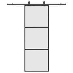 Porte coulissante kit quincaillerie noir 76x205 cm verre trempé 