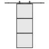 Porte coulissante kit quincaillerie noir 76x205 cm verre trempé 