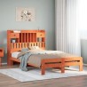 Lit bibliothèque sans matelas cire marron 120x190cm pin massif 