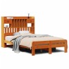 Lit bibliothèque sans matelas cire marron 120x190cm pin massif 