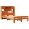 Lit bibliothèque sans matelas cire marron 120x190cm pin massif 