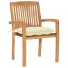 Chaises de jardin lot de 2 et coussins blanc crème Bois de teck 
