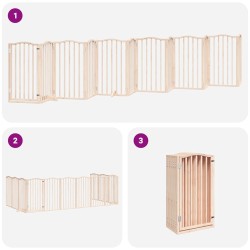 Barrière pour chien porte pliable 12 panneaux bois de peuplier 