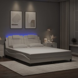 Cadre de lit avec LED sans matelas blanc 160x200 cm 