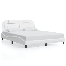 Cadre de lit avec LED sans matelas blanc 160x200 cm 