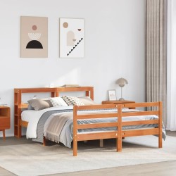 Cadre de lit sans matelas cire marron 160x200cm bois pin massif 