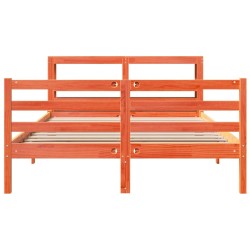 Cadre de lit sans matelas cire marron 160x200cm bois pin massif 