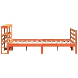 Cadre de lit sans matelas cire marron 160x200cm bois pin massif 