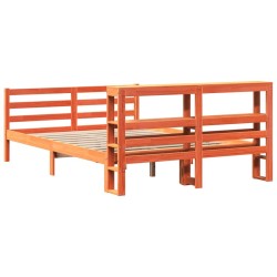 Cadre de lit sans matelas cire marron 160x200cm bois pin massif 