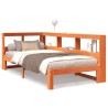 Lit bibliothèque sans matelas cire marron 75x190 cm pin massif 