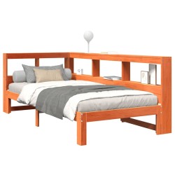 Lit bibliothèque sans matelas cire marron 75x190 cm pin massif 