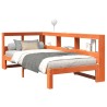 Lit bibliothèque sans matelas cire marron 75x190 cm pin massif 