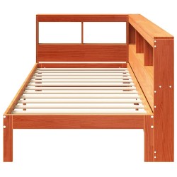 Lit bibliothèque sans matelas cire marron 75x190 cm pin massif 