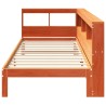 Lit bibliothèque sans matelas cire marron 75x190 cm pin massif 