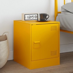 Table de chevet jaune moutarde 34,5x39x44 cm acier 