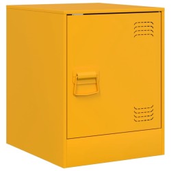 Table de chevet jaune moutarde 34,5x39x44 cm acier 