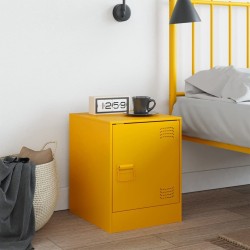 Table de chevet jaune moutarde 34,5x39x44 cm acier 