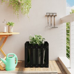 Jardinière avec design de clôture noir 50x50x50 cm pin massif 