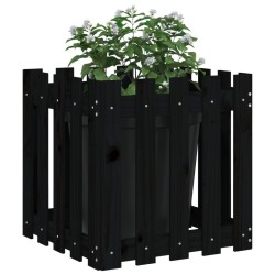 Jardinière avec design de clôture noir 50x50x50 cm pin massif 
