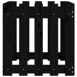 Jardinière avec design de clôture noir 50x50x50 cm pin massif 