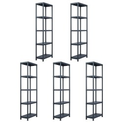 Étagères de rangement 5 pcs Noir 125 kg 60x30x180 cm Plastique 