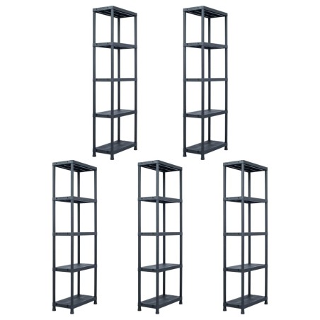 Étagères de rangement 5 pcs Noir 125 kg 60x30x180 cm Plastique 