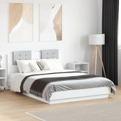 Cadre de lit avec LED sans matelas blanc 140x190 cm 