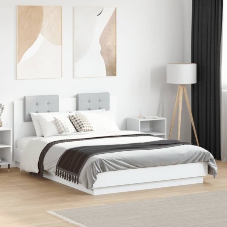 Cadre de lit avec LED sans matelas blanc 140x190 cm 