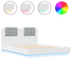 Cadre de lit avec LED sans matelas blanc 140x190 cm 