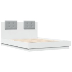 Cadre de lit avec LED sans matelas blanc 140x190 cm 