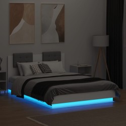 Cadre de lit avec LED sans matelas blanc 140x190 cm 