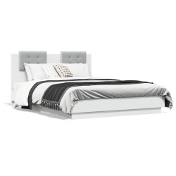 Cadre de lit avec LED sans matelas blanc 140x190 cm 