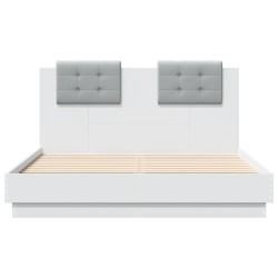 Cadre de lit avec LED sans matelas blanc 140x190 cm 