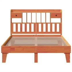 Cadre de lit sans matelas cire marron 140x190cm bois pin massif 