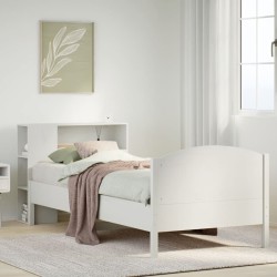 Lit bibliothèque sans matelas blanc 100x200 cm bois pin massif 