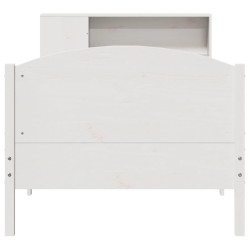 Lit bibliothèque sans matelas blanc 100x200 cm bois pin massif 