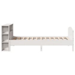 Lit bibliothèque sans matelas blanc 100x200 cm bois pin massif 