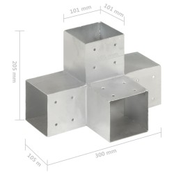 Connecteur de poteau Forme en X Métal galvanisé 101x101 mm 