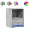 Armoire de chevet et lumières LED sonoma gris bois d'ingénierie 