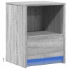 Armoire de chevet et lumières LED sonoma gris bois d'ingénierie 