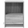 Armoire de chevet et lumières LED sonoma gris bois d'ingénierie 