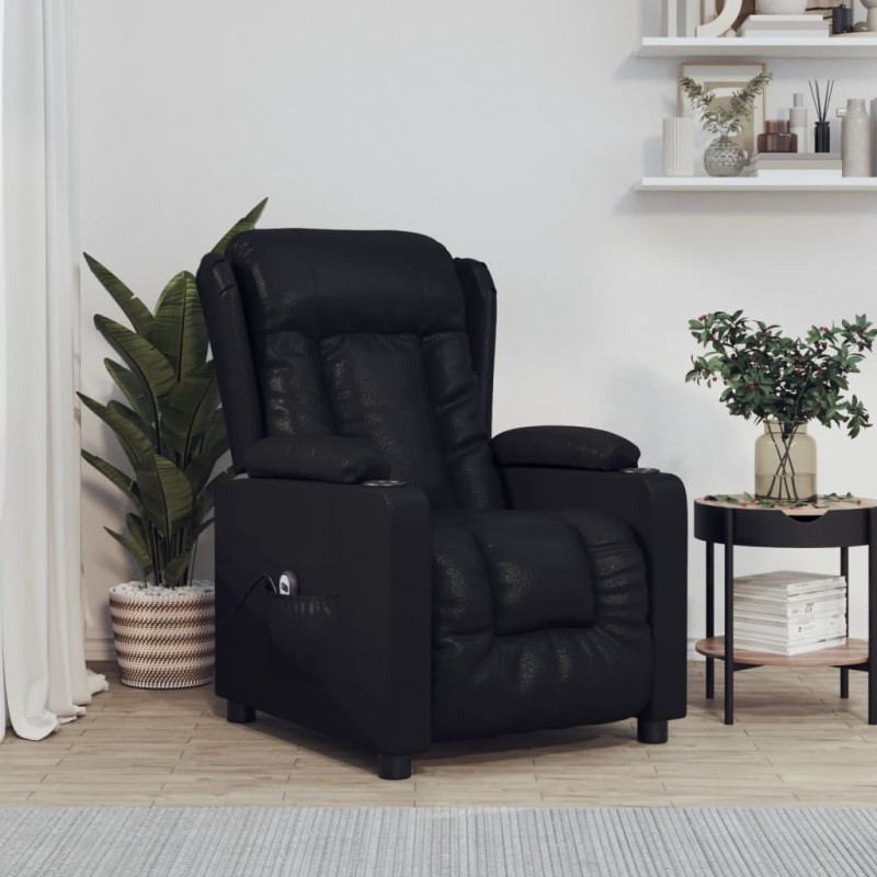 Fauteuil inclinable électrique Noir Similicuir 