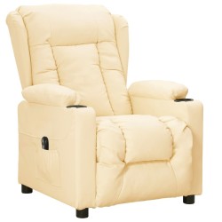 Fauteuil inclinable électrique Crème Similicuir 