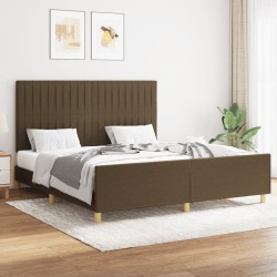 Cadre de lit sans matelas marron foncé 160x200 cm tissu 