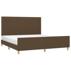 Cadre de lit sans matelas marron foncé 160x200 cm tissu 