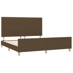 Cadre de lit sans matelas marron foncé 160x200 cm tissu 