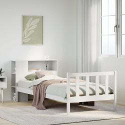 Lit bibliothèque sans matelas blanc 100x200 cm bois pin massif 