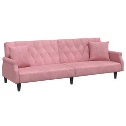 Canapé-lit avec accoudoirs rose velours 