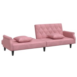 Canapé-lit avec accoudoirs rose velours 